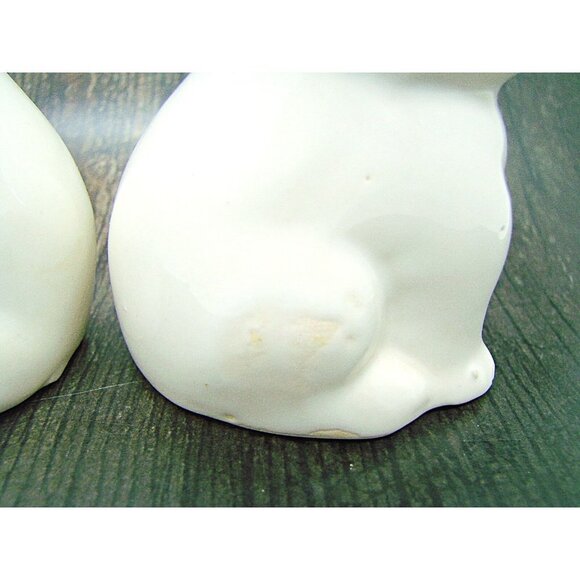 Pair of Ceramic Sitting Smiling Cat Salt & Pepper Shakers W/ Stoppers White Pink - Picture 6 of 10
